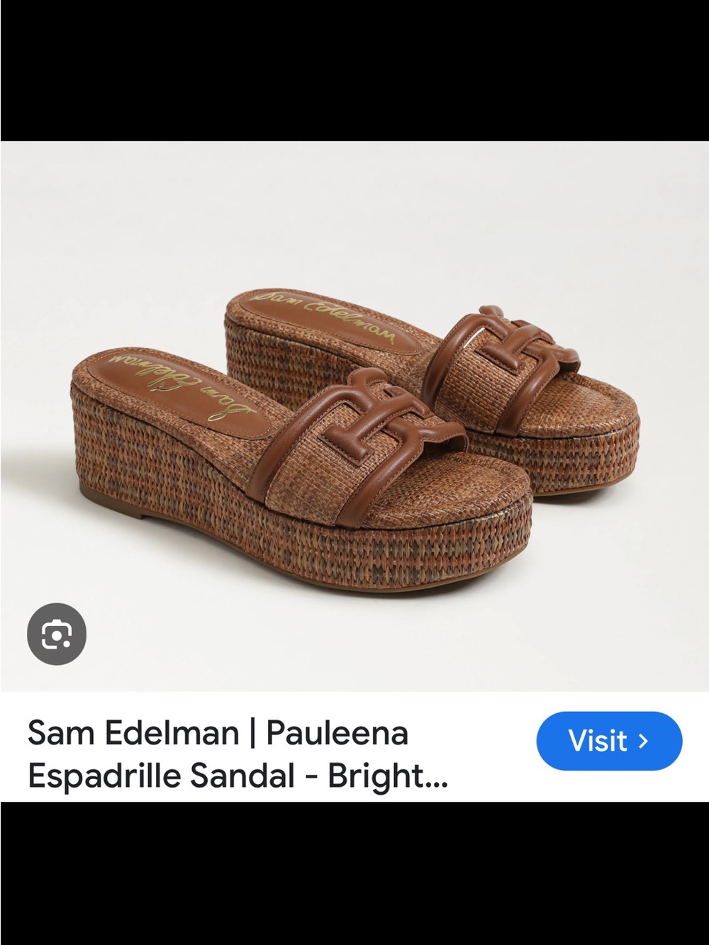 Sam Edelman Brown Woven Platform Espadrille Slide